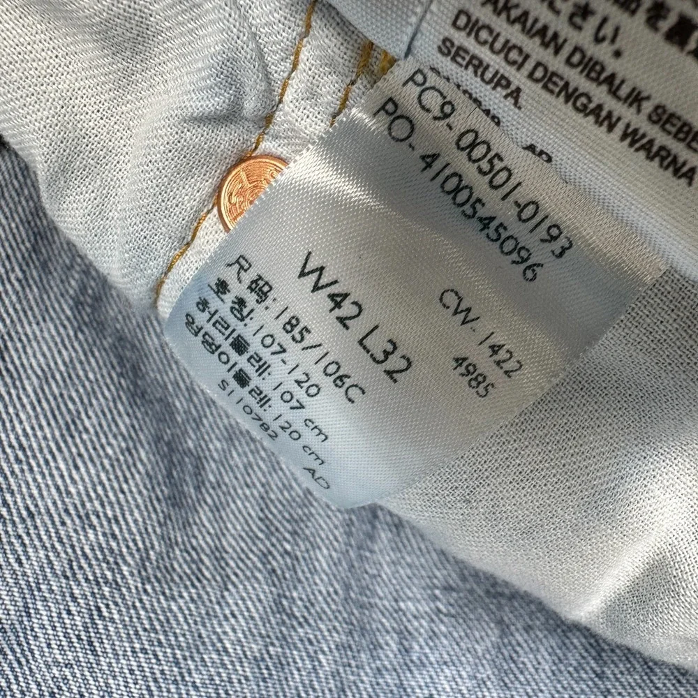 Levis 501 Jeans Blue Regular Straight Fit Faded Stonewash Denim Men's 42x32